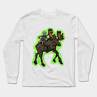 Creepy Alaska Moose Zombie Skeleton Hunter Long Sleeve T-Shirt